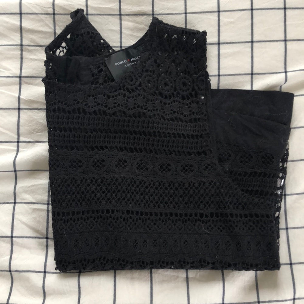 Black Crochet Button Back Tank